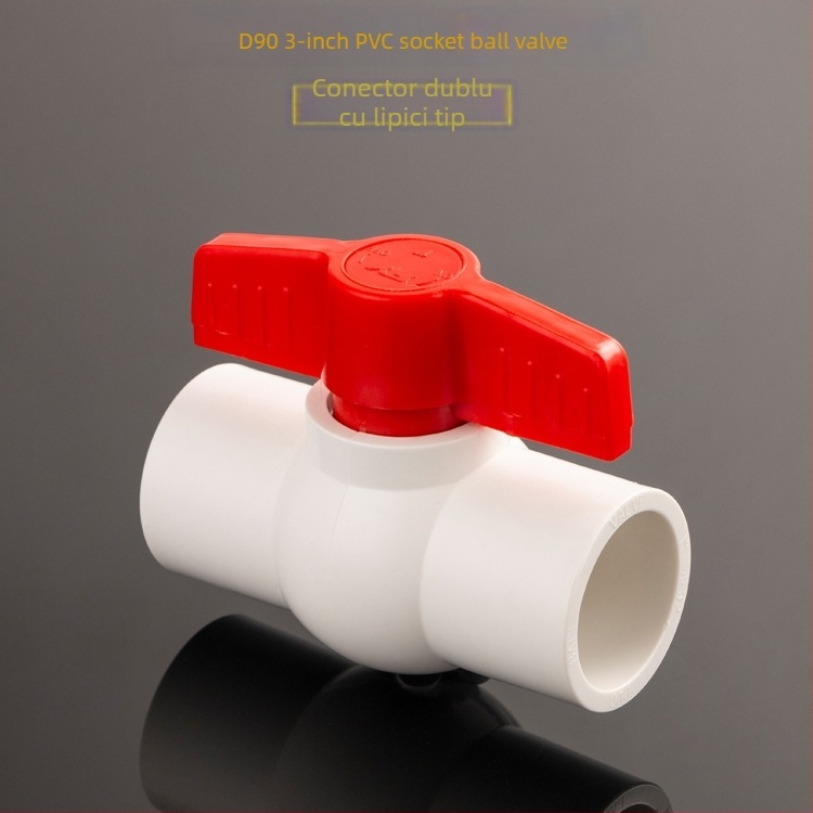 Supapă pentru conducte de apă din plastic, cu filet, supapă cu bilă, flux drept, model 3201, categorie igienică