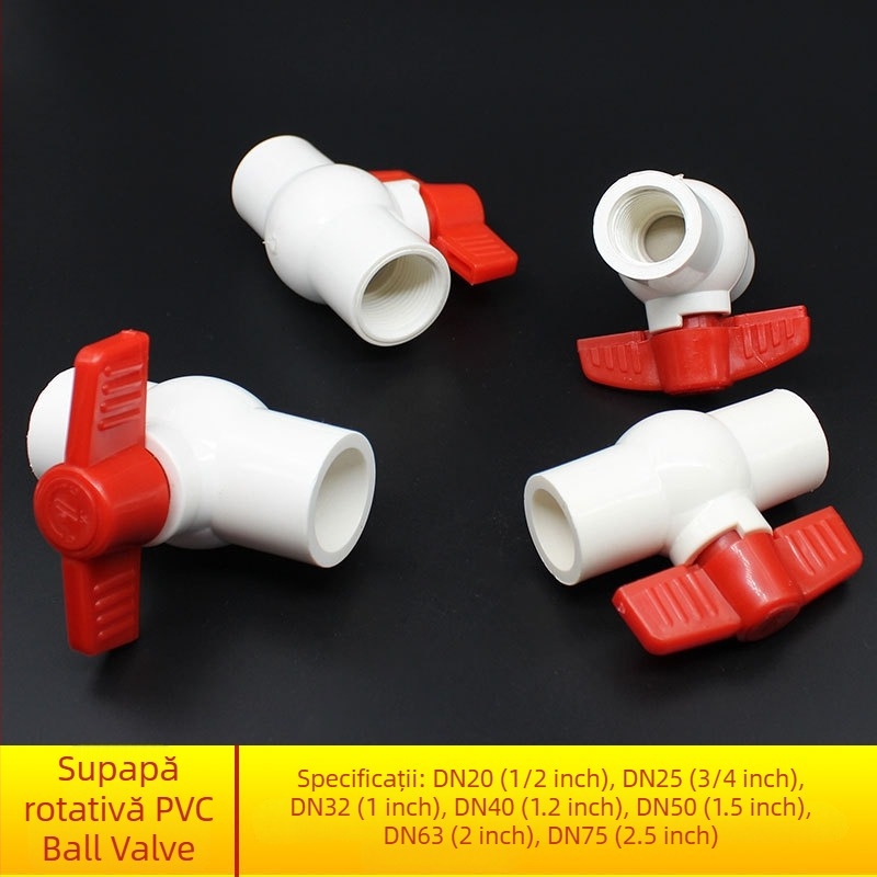 Supapă pentru conducte de apă din plastic, cu filet, supapă cu bilă, flux drept, model 3201, categorie igienică