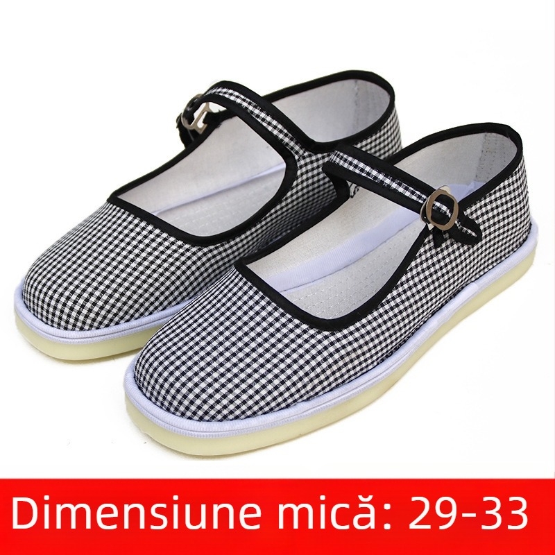 Pantofi de dans handmade pentru fete, partea superioară din velur, talpă din tendonuri de vită, culoare uni, stil național, pentru vârste între 7 și 16 ani