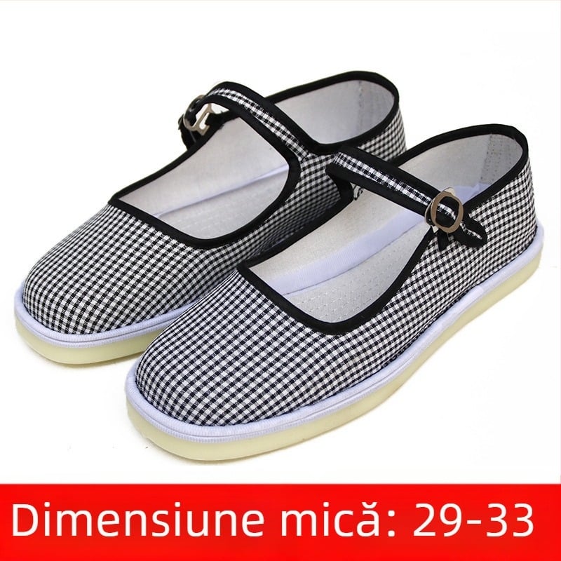 Pantofi de dans handmade pentru fete, partea superioară din velur, talpă din tendonuri de vită, culoare uni, stil național, pentru vârste între 7 și 16 ani