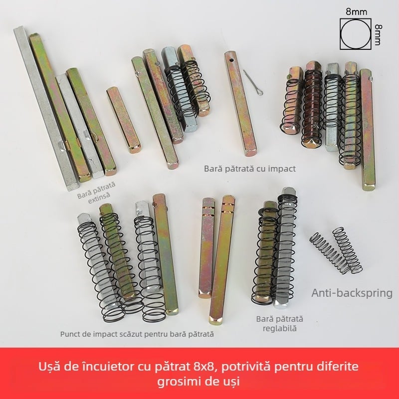 Tijă de închidere pătrată, aliaj de zinc, stil modern minimalist, pentru diferite încuietori de ușă