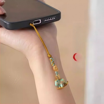 Lanț pentru telefon din metal, placare electro, motiv cal de lemn balansier, stil chinezesc, lansare primăvara 2025