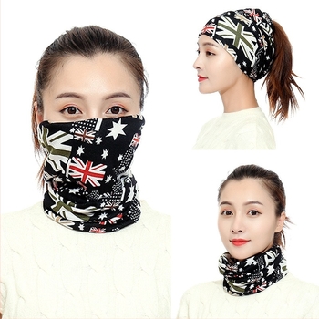 Fular de față cu bucle pentru urechi, tricot warp-knit, fibră de poliester, păstrează căldura