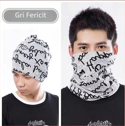 Fular de față cu bucle pentru urechi, tricot warp-knit, fibră de poliester, păstrează căldura