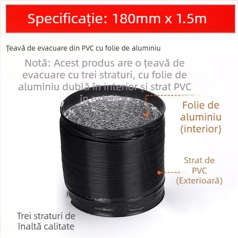 Conductă de evacuare pentru bucătărie, conductă cu trei straturi, telescopică, conectare