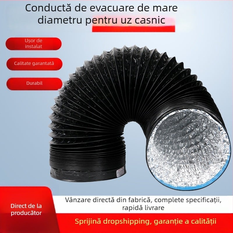 Conductă de evacuare pentru bucătărie, conductă cu trei straturi, telescopică, conectare