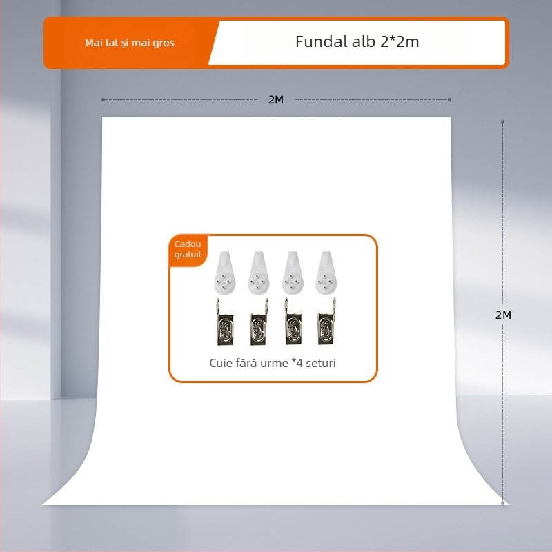 Fundal alb pentru studio, pânză groasă, potrivit pentru portrete și natură statică