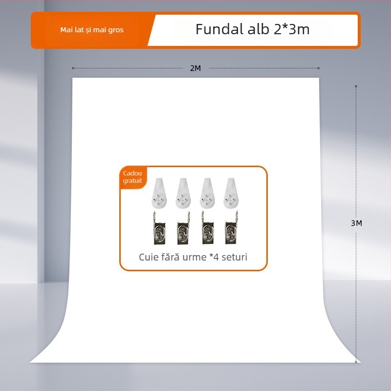 Fundal alb pentru studio, pânză groasă, potrivit pentru portrete și natură statică