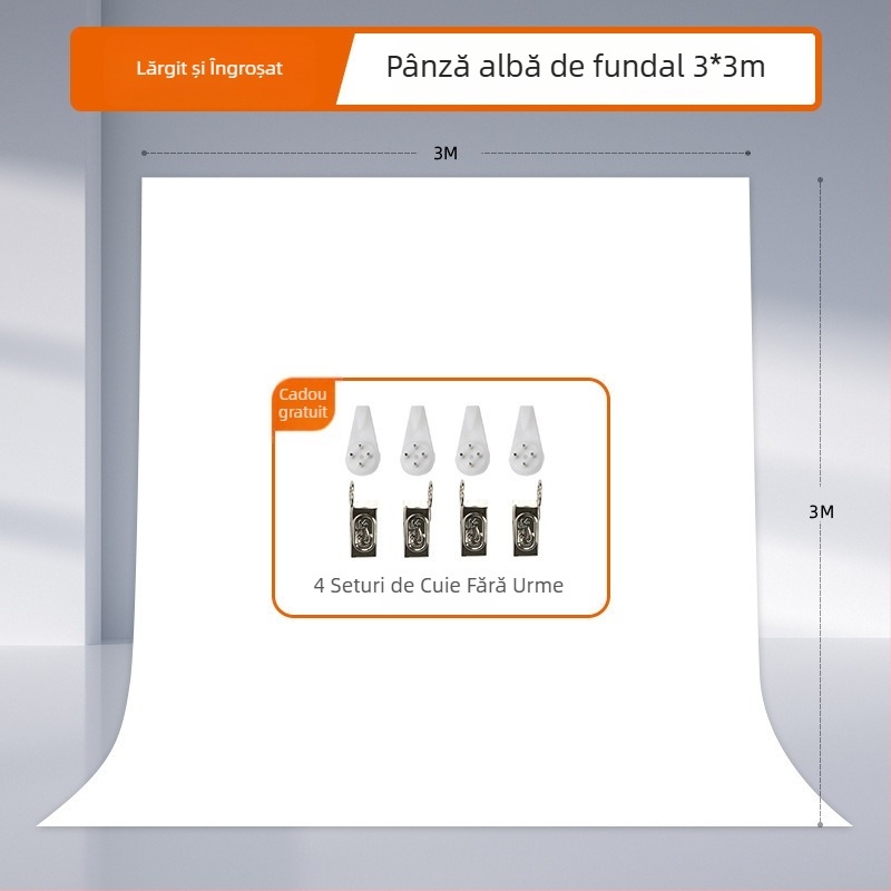 Fundal alb pentru studio, pânză groasă, potrivit pentru portrete și natură statică