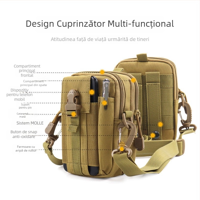 Geantă talie tactică pentru telefon, multifuncțională, din pânză Oxford, pentru ciclism