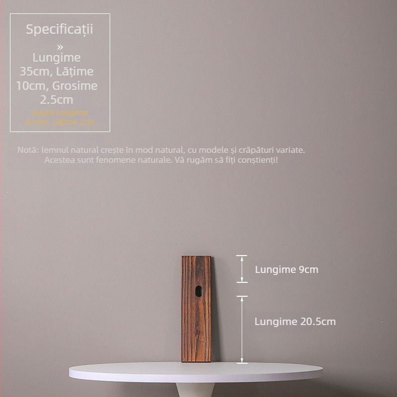 Ornament din lemn masiv natural pentru curent de apă, iaz ornamental și peisaj de curte; grindă transversală realizată manual, placă din lemn carbonizat