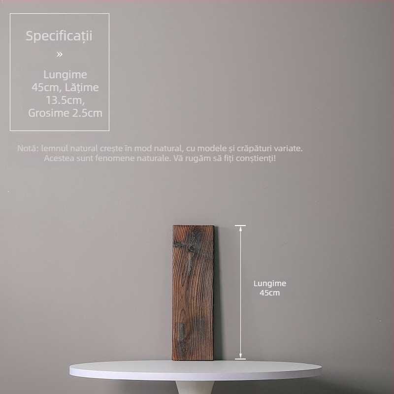 Ornament din lemn masiv natural pentru curent de apă, iaz ornamental și peisaj de curte; grindă transversală realizată manual, placă din lemn carbonizat