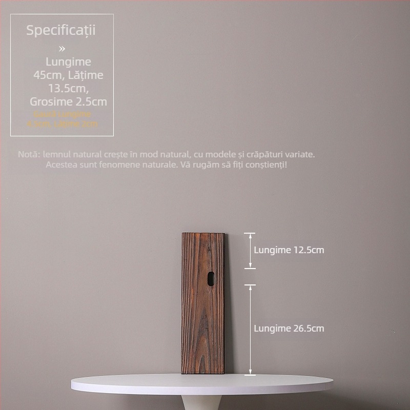 Ornament din lemn masiv natural pentru curent de apă, iaz ornamental și peisaj de curte; grindă transversală realizată manual, placă din lemn carbonizat