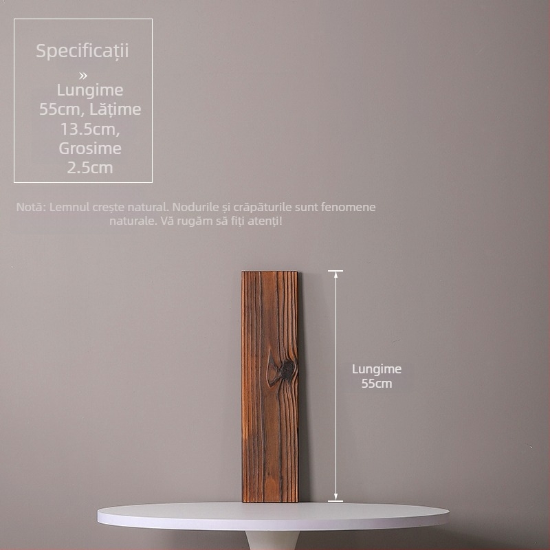 Ornament din lemn masiv natural pentru curent de apă, iaz ornamental și peisaj de curte; grindă transversală realizată manual, placă din lemn carbonizat