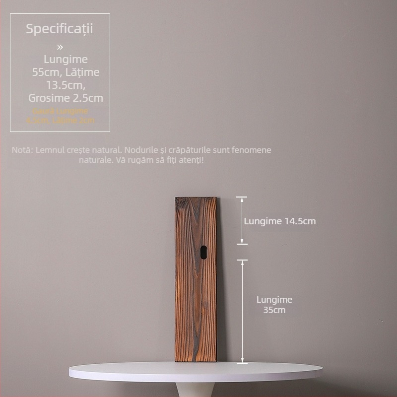 Ornament din lemn masiv natural pentru curent de apă, iaz ornamental și peisaj de curte; grindă transversală realizată manual, placă din lemn carbonizat