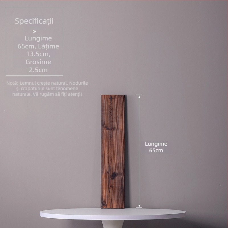 Ornament din lemn masiv natural pentru curent de apă, iaz ornamental și peisaj de curte; grindă transversală realizată manual, placă din lemn carbonizat