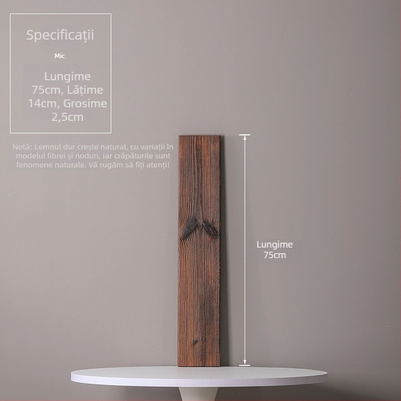 Ornament din lemn masiv natural pentru curent de apă, iaz ornamental și peisaj de curte; grindă transversală realizată manual, placă din lemn carbonizat