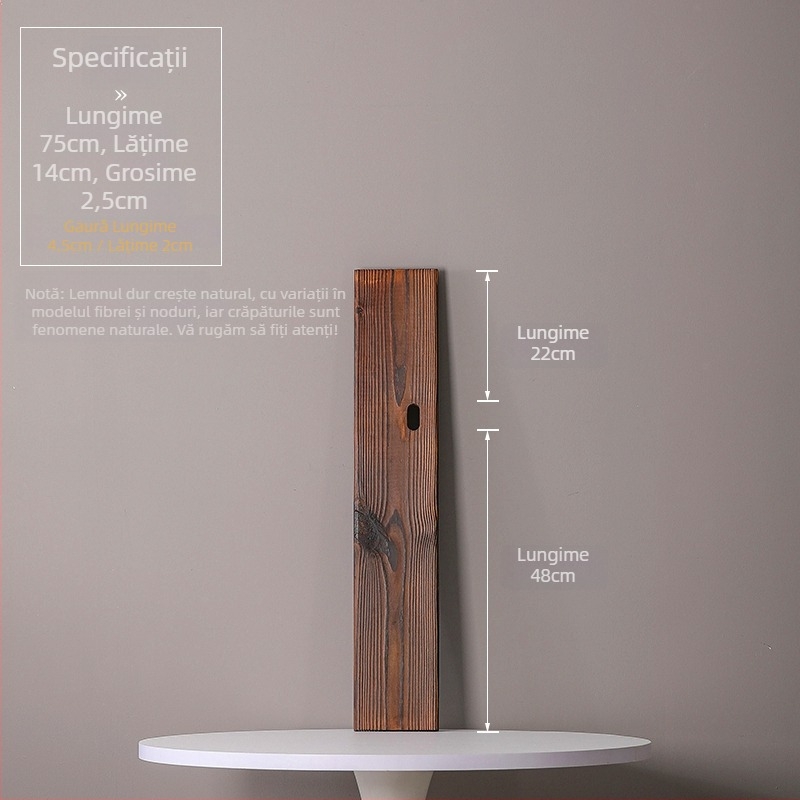 Ornament din lemn masiv natural pentru curent de apă, iaz ornamental și peisaj de curte; grindă transversală realizată manual, placă din lemn carbonizat