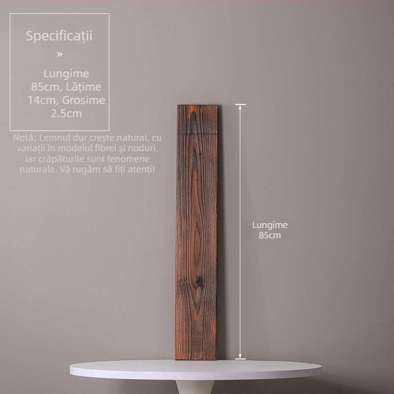 Ornament din lemn masiv natural pentru curent de apă, iaz ornamental și peisaj de curte; grindă transversală realizată manual, placă din lemn carbonizat