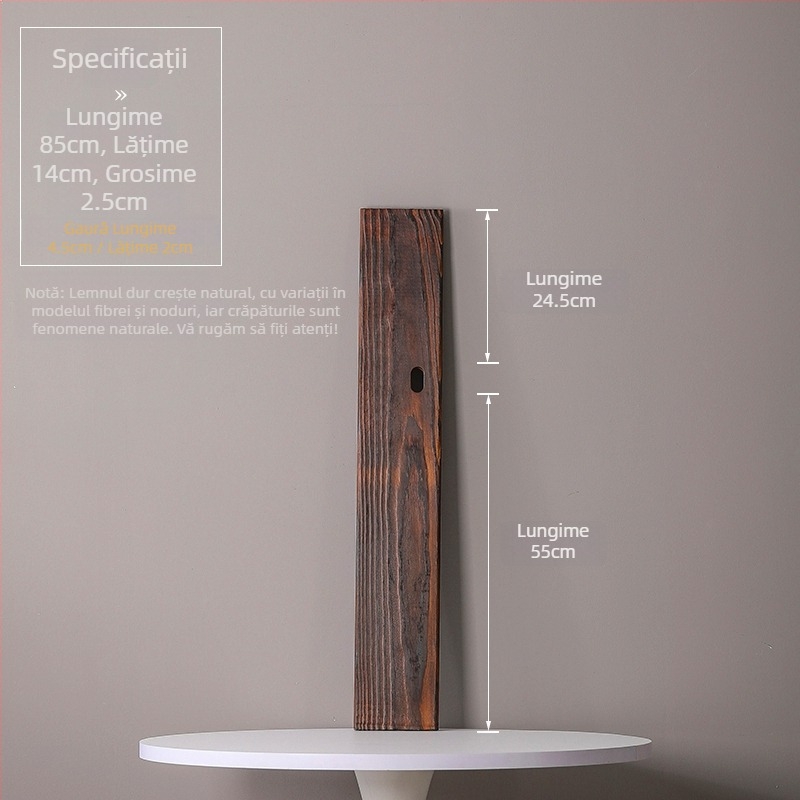 Ornament din lemn masiv natural pentru curent de apă, iaz ornamental și peisaj de curte; grindă transversală realizată manual, placă din lemn carbonizat