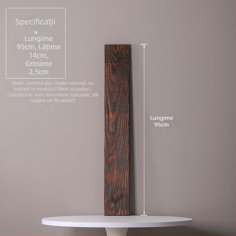 Ornament din lemn masiv natural pentru curent de apă, iaz ornamental și peisaj de curte; grindă transversală realizată manual, placă din lemn carbonizat