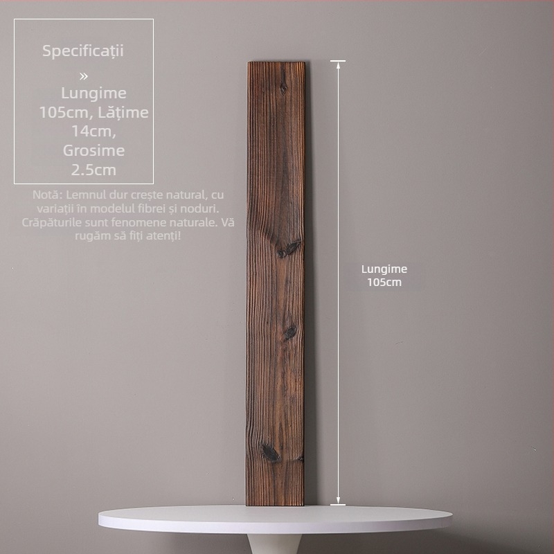 Ornament din lemn masiv natural pentru curent de apă, iaz ornamental și peisaj de curte; grindă transversală realizată manual, placă din lemn carbonizat