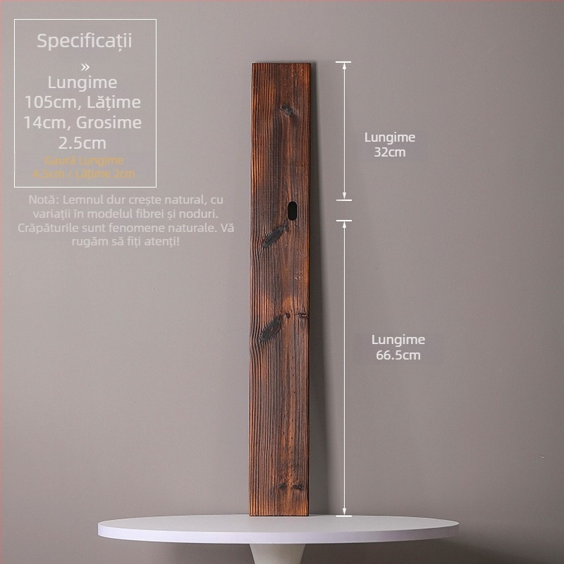 Ornament din lemn masiv natural pentru curent de apă, iaz ornamental și peisaj de curte; grindă transversală realizată manual, placă din lemn carbonizat