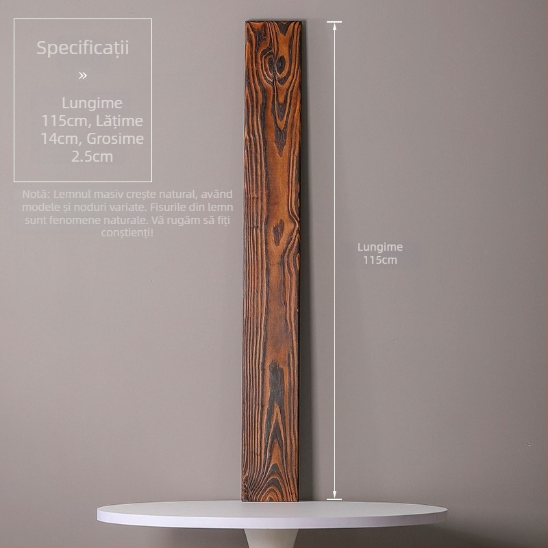 Ornament din lemn masiv natural pentru curent de apă, iaz ornamental și peisaj de curte; grindă transversală realizată manual, placă din lemn carbonizat