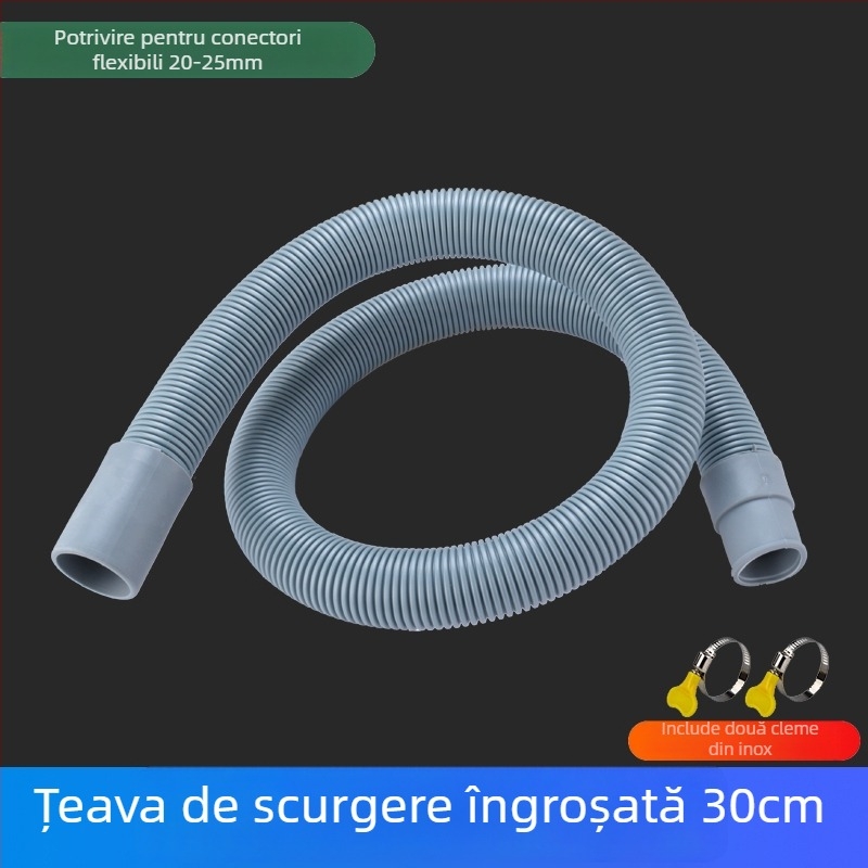 Conductă de preaplin pentru chiuveta de bucătărie, drenaj în 3 direcții, pentru chiuvete cu un bazin sau două, ABS+ EVA, certificat CE