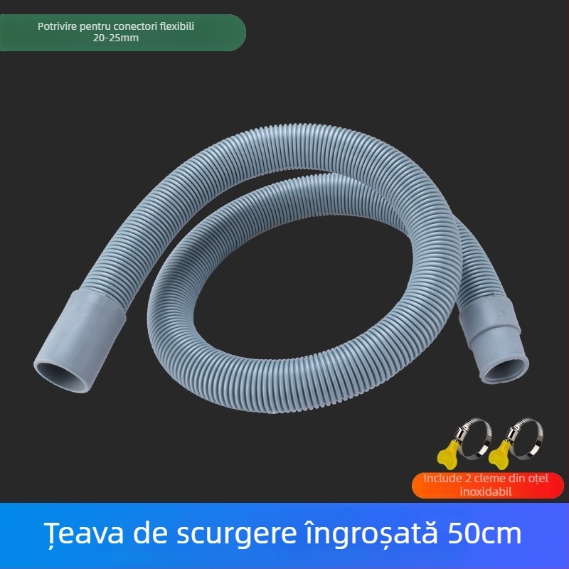Conductă de preaplin pentru chiuveta de bucătărie, drenaj în 3 direcții, pentru chiuvete cu un bazin sau două, ABS+ EVA, certificat CE
