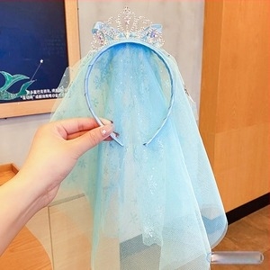 Diademă din dantelă pentru fete - lucrată manual, voal de prințesă, accesoriu de păr