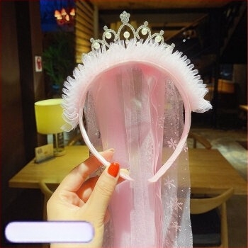 Diademă din dantelă pentru fete - lucrată manual, voal de prințesă, accesoriu de păr