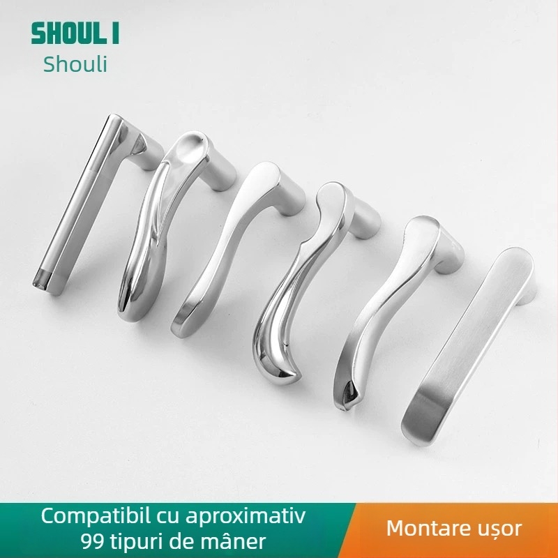Mânere ușă cu încuietoare, oțel inoxidabil, model ZH-BXGSB, pentru uși interioare de dormitor, stil modern și simplu