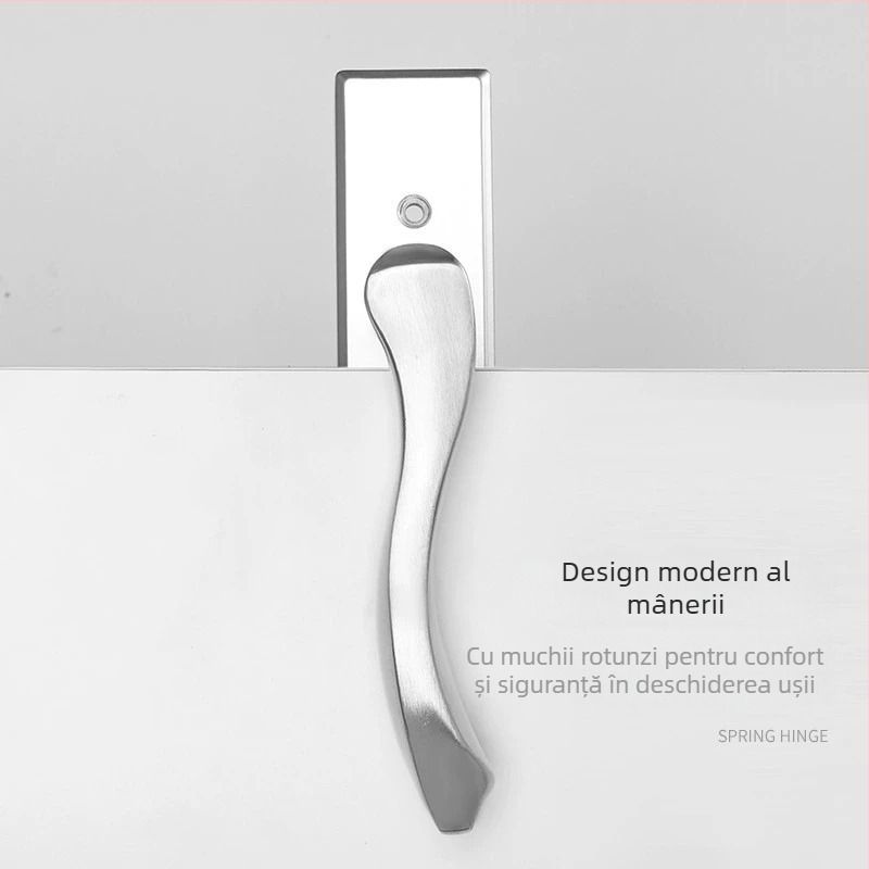 Mânere ușă cu încuietoare, oțel inoxidabil, model ZH-BXGSB, pentru uși interioare de dormitor, stil modern și simplu