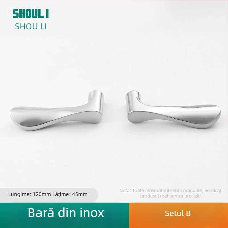 Mânere ușă cu încuietoare, oțel inoxidabil, model ZH-BXGSB, pentru uși interioare de dormitor, stil modern și simplu