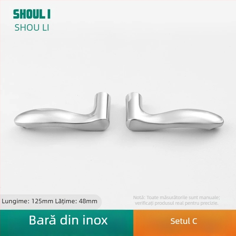 Mânere ușă cu încuietoare, oțel inoxidabil, model ZH-BXGSB, pentru uși interioare de dormitor, stil modern și simplu