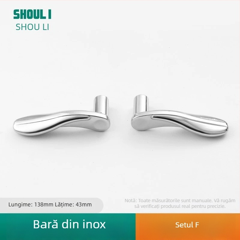 Mânere ușă cu încuietoare, oțel inoxidabil, model ZH-BXGSB, pentru uși interioare de dormitor, stil modern și simplu