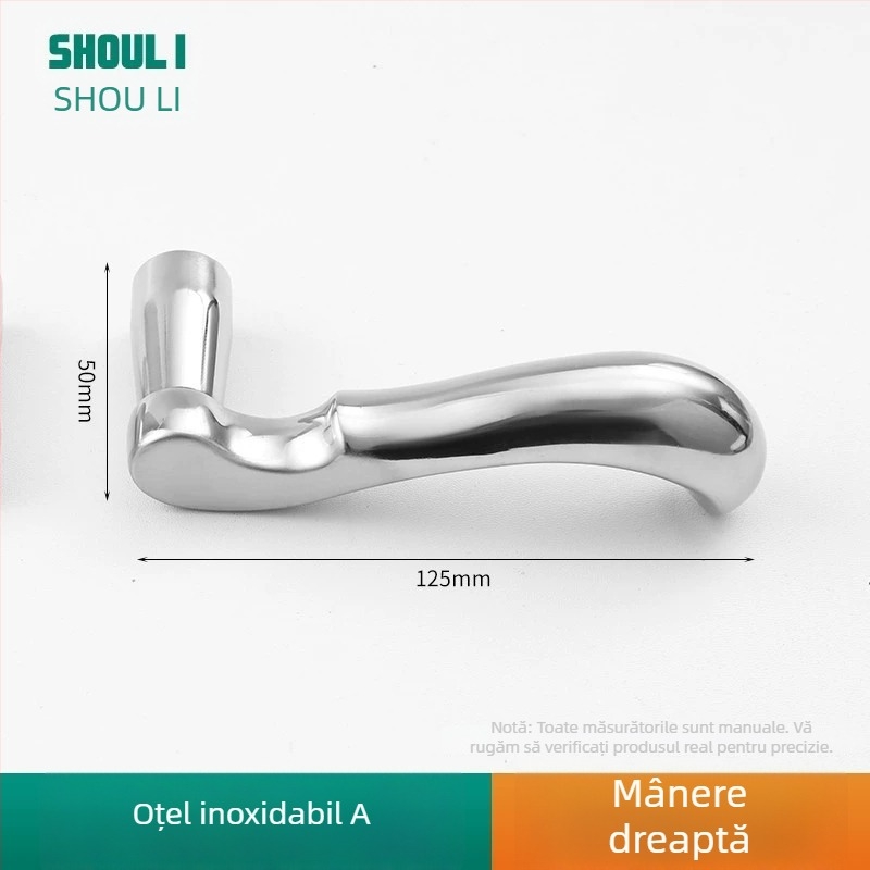 Mânere ușă cu încuietoare, oțel inoxidabil, model ZH-BXGSB, pentru uși interioare de dormitor, stil modern și simplu