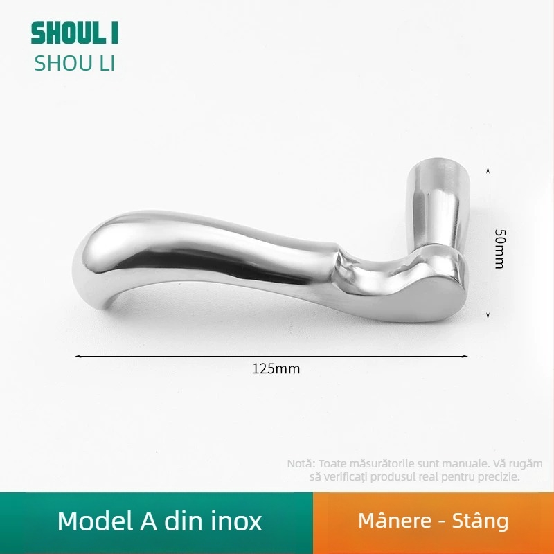 Mânere ușă cu încuietoare, oțel inoxidabil, model ZH-BXGSB, pentru uși interioare de dormitor, stil modern și simplu