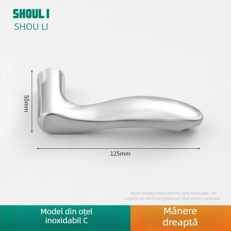 Mânere ușă cu încuietoare, oțel inoxidabil, model ZH-BXGSB, pentru uși interioare de dormitor, stil modern și simplu