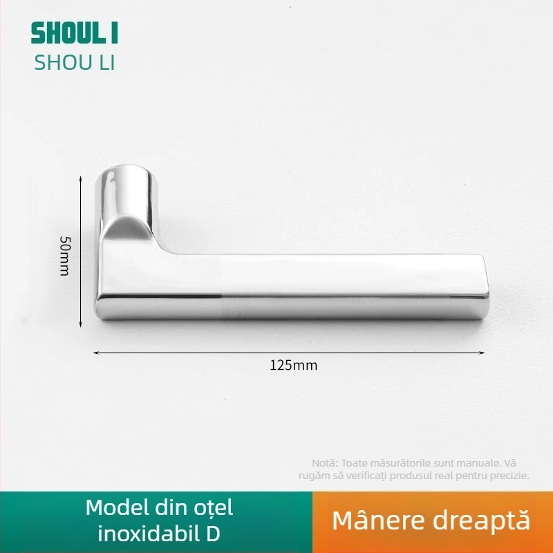 Mânere ușă cu încuietoare, oțel inoxidabil, model ZH-BXGSB, pentru uși interioare de dormitor, stil modern și simplu