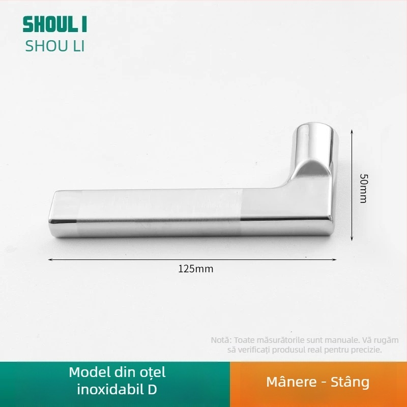 Mânere ușă cu încuietoare, oțel inoxidabil, model ZH-BXGSB, pentru uși interioare de dormitor, stil modern și simplu