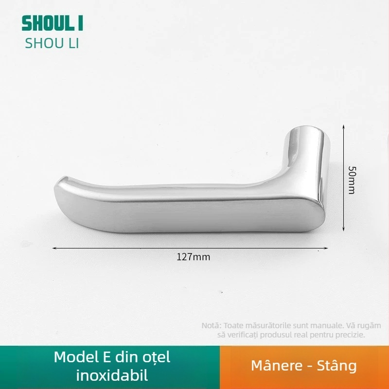 Mânere ușă cu încuietoare, oțel inoxidabil, model ZH-BXGSB, pentru uși interioare de dormitor, stil modern și simplu