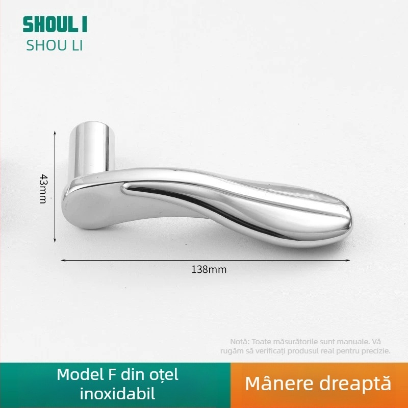 Mânere ușă cu încuietoare, oțel inoxidabil, model ZH-BXGSB, pentru uși interioare de dormitor, stil modern și simplu