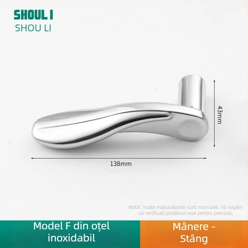 Mânere ușă cu încuietoare, oțel inoxidabil, model ZH-BXGSB, pentru uși interioare de dormitor, stil modern și simplu