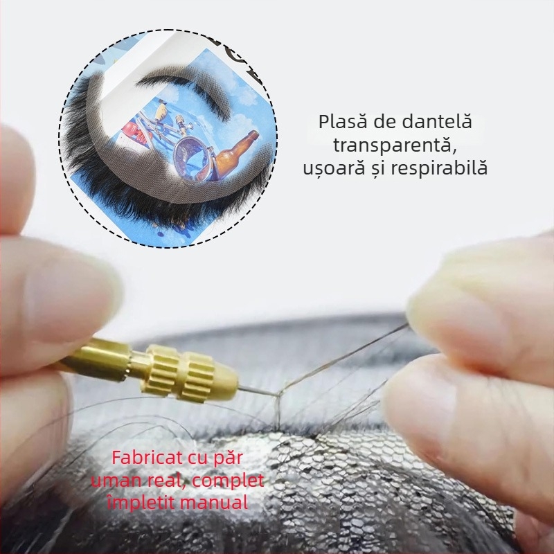 Prop de barbă pentru machiaj masculin, păr real împletit manual, perucă scurtă, model HZ, pentru film și televiziune