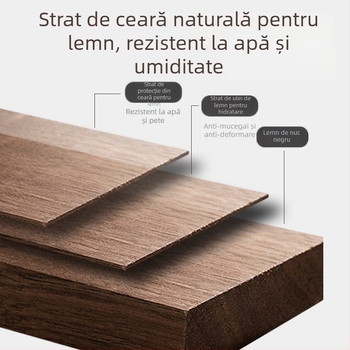 Raft pentru prosoape din lemn, montaj pe perete, fără găuri, set de șase piese