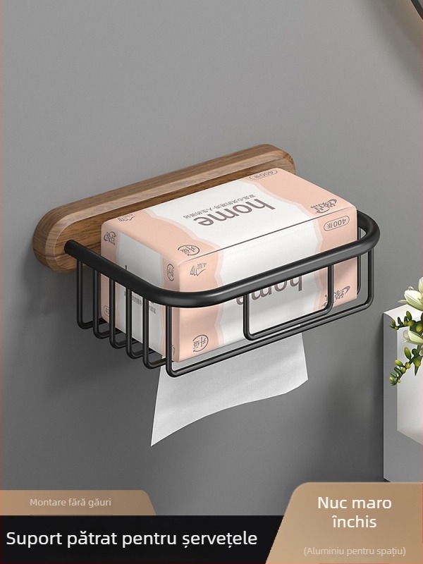 Raft pentru prosoape din lemn, montaj pe perete, fără găuri, set de șase piese