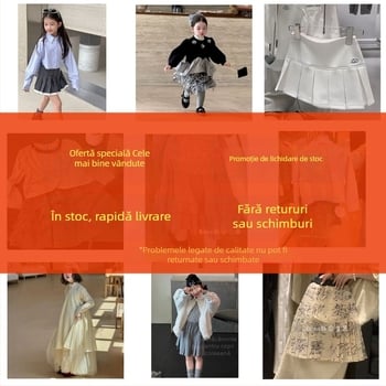 Fustă pentru fete, versiune coreeană, 100% poliester, țesătură tratată moale, pentru 3–8 ani