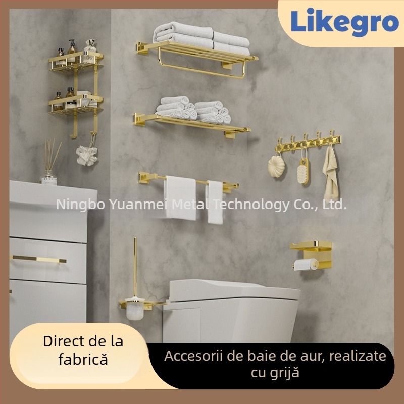 Suport pentru prosoape din aluminiu, set montat pe perete pentru baie de la Lanke — lux accesibil, seturi de 2 până la 6 piese